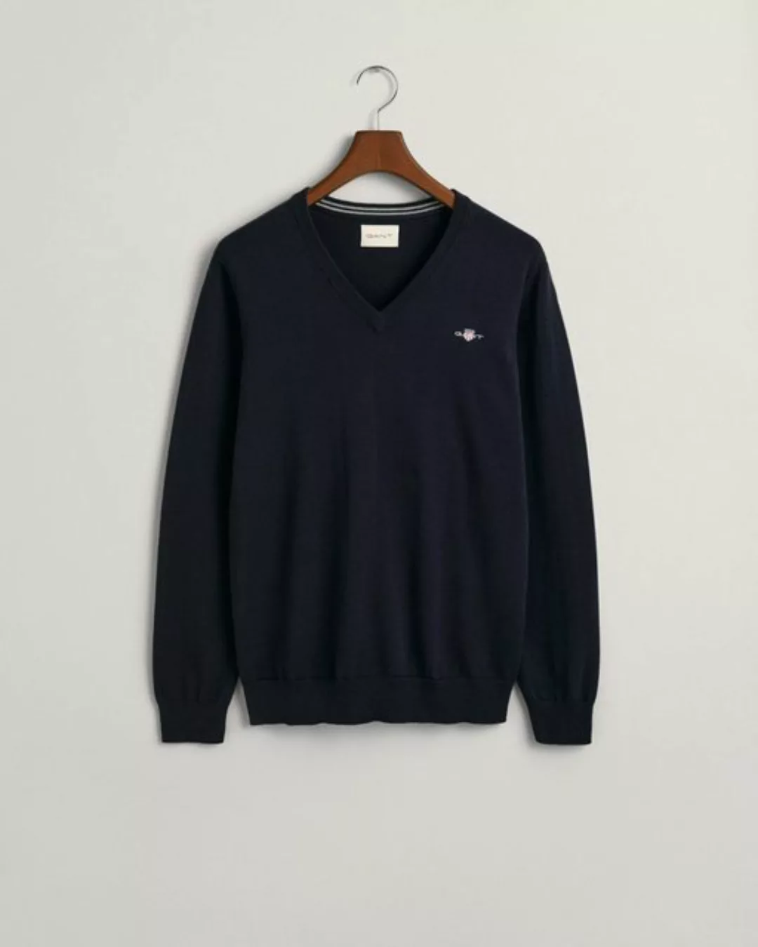 Gant V-Ausschnitt-Pullover Klassischer V-Neck Pullover aus Baumwolle günstig online kaufen