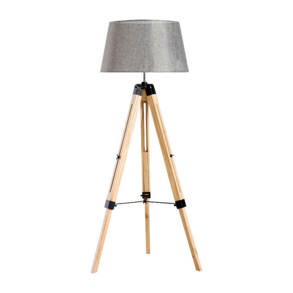 HOMCOM Stehlampe Höhenverstellbare Standleuchte E27 Kiefer Polyester 65x65x günstig online kaufen