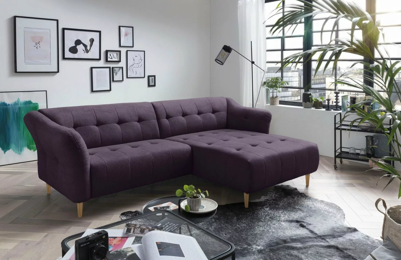 exxpo - sofa fashion Ecksofa Soraya, mit Holzfüßen, frei im Raum stellbar, günstig online kaufen