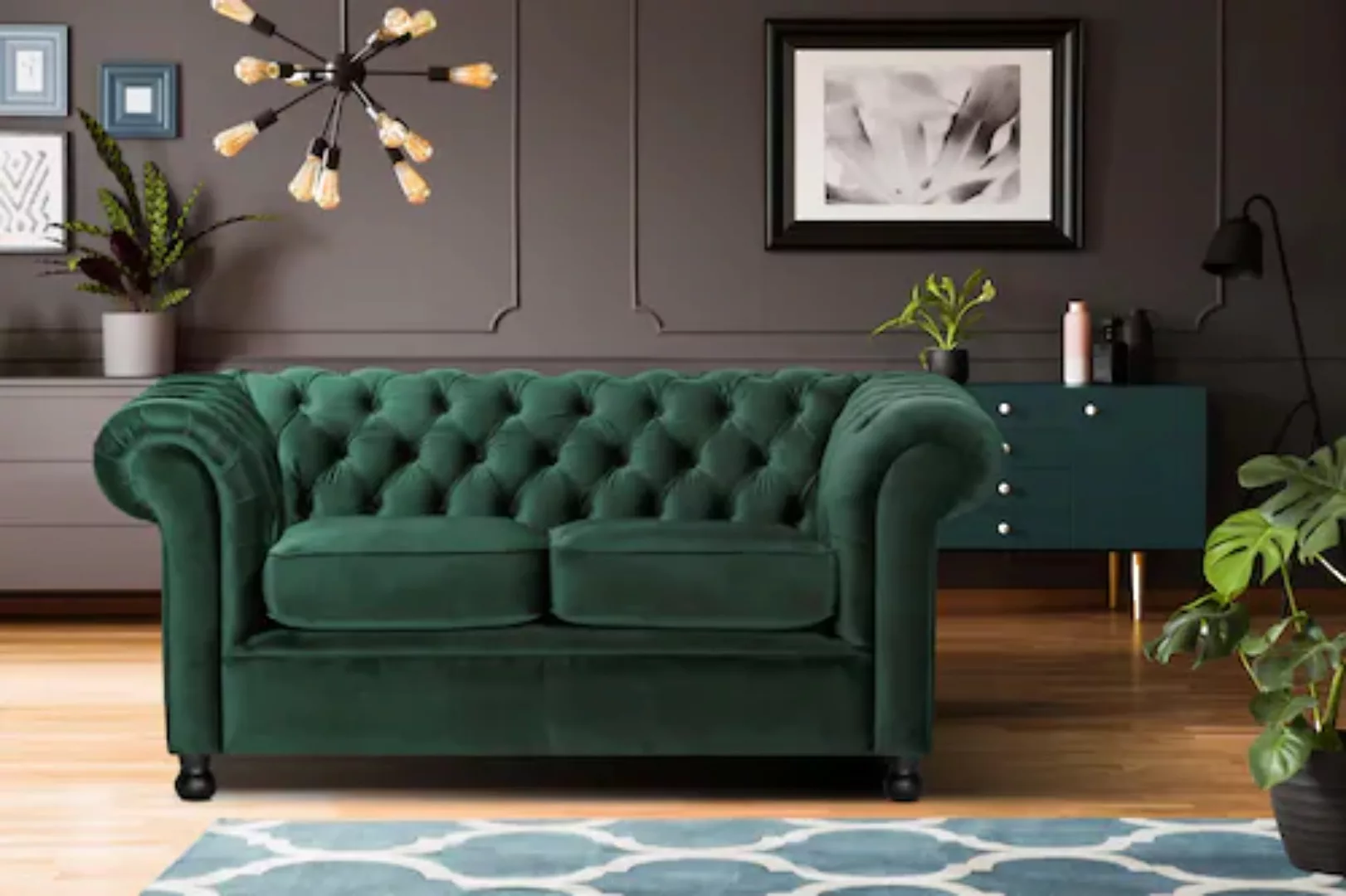 Home affaire Chesterfield-Sofa Chesterfield Home 2-Sitzer, mit edler Knopfh günstig online kaufen