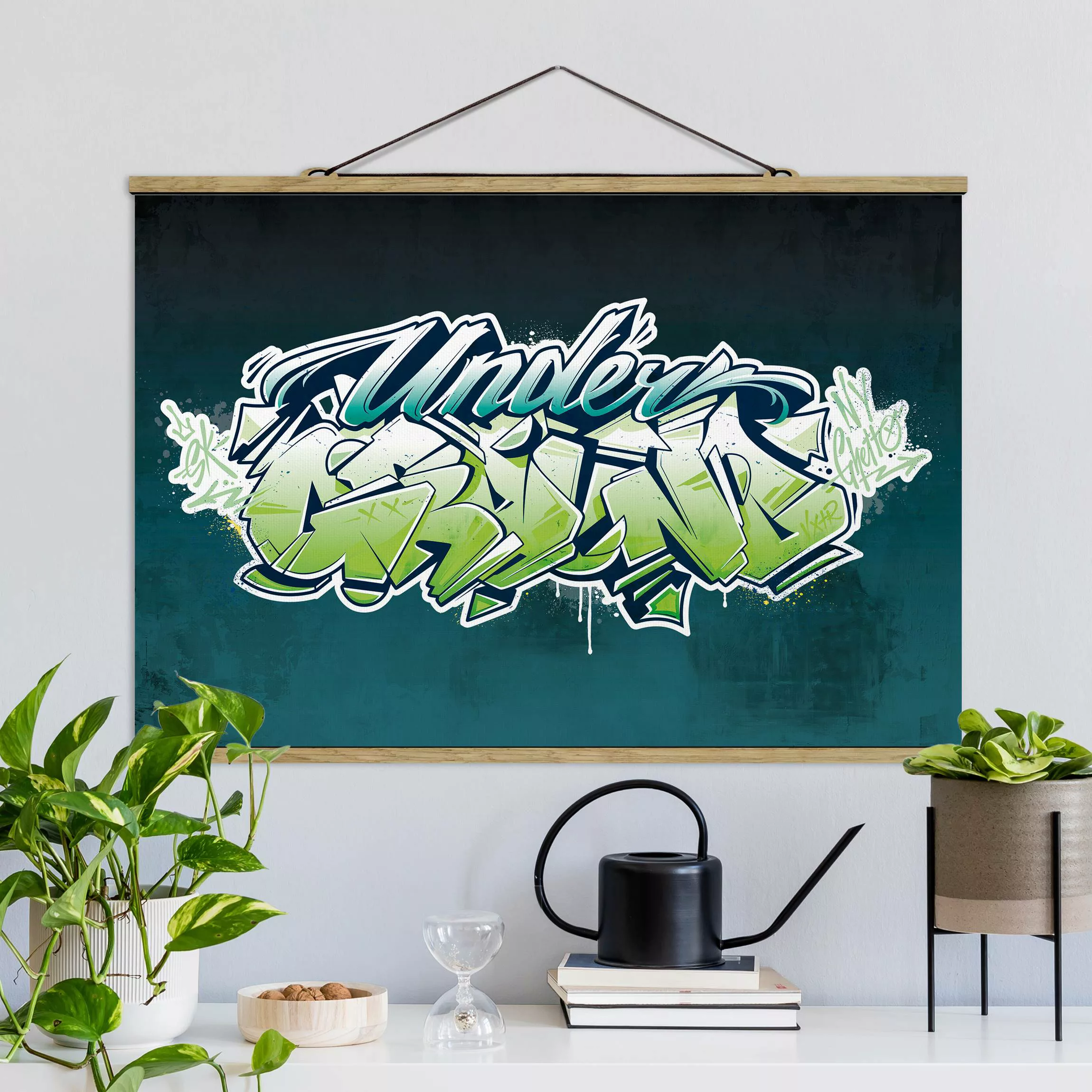 Stoffbild mit Posterleisten Graffiti Art Underground günstig online kaufen