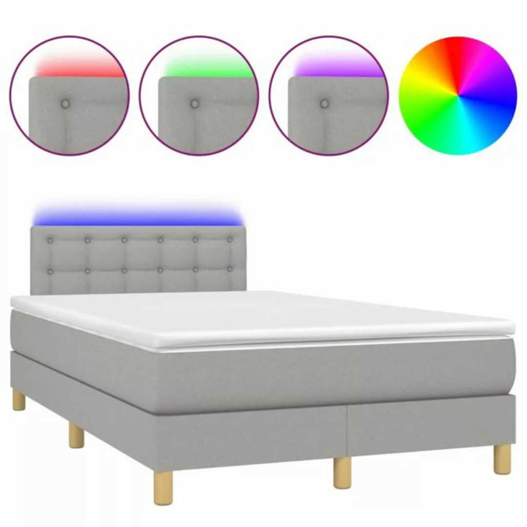 vidaXL Boxspringbett Boxspringbett mit Matratze LED Hellgrau 120x200 cm Sto günstig online kaufen