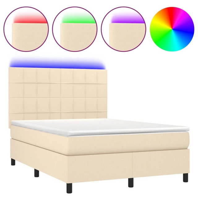 vidaXL Boxspringbett Bett Boxspringbett mit Matratze & LED Stoff (140 x 190 günstig online kaufen