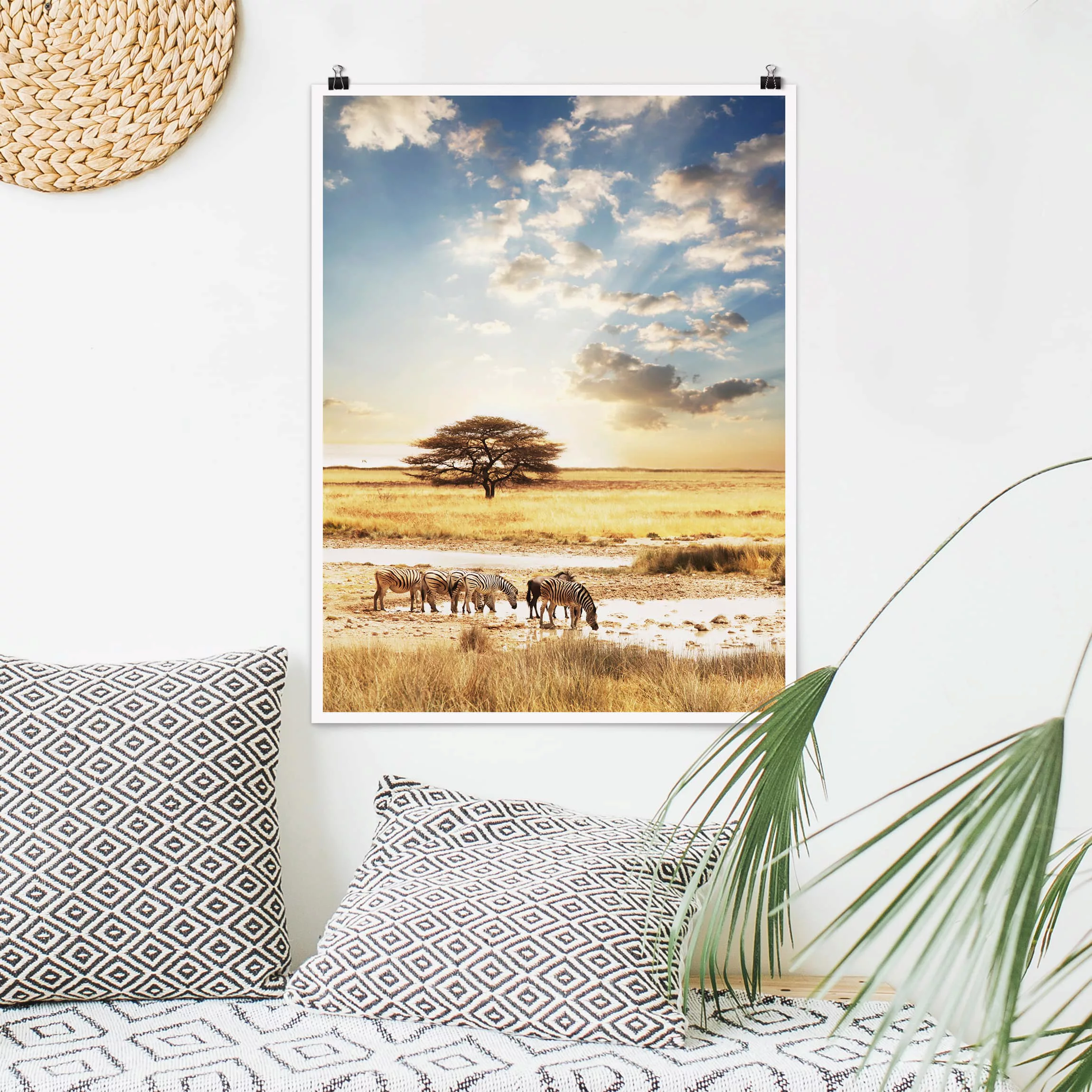 Poster Tiere - Hochformat Das Leben der Zebras günstig online kaufen