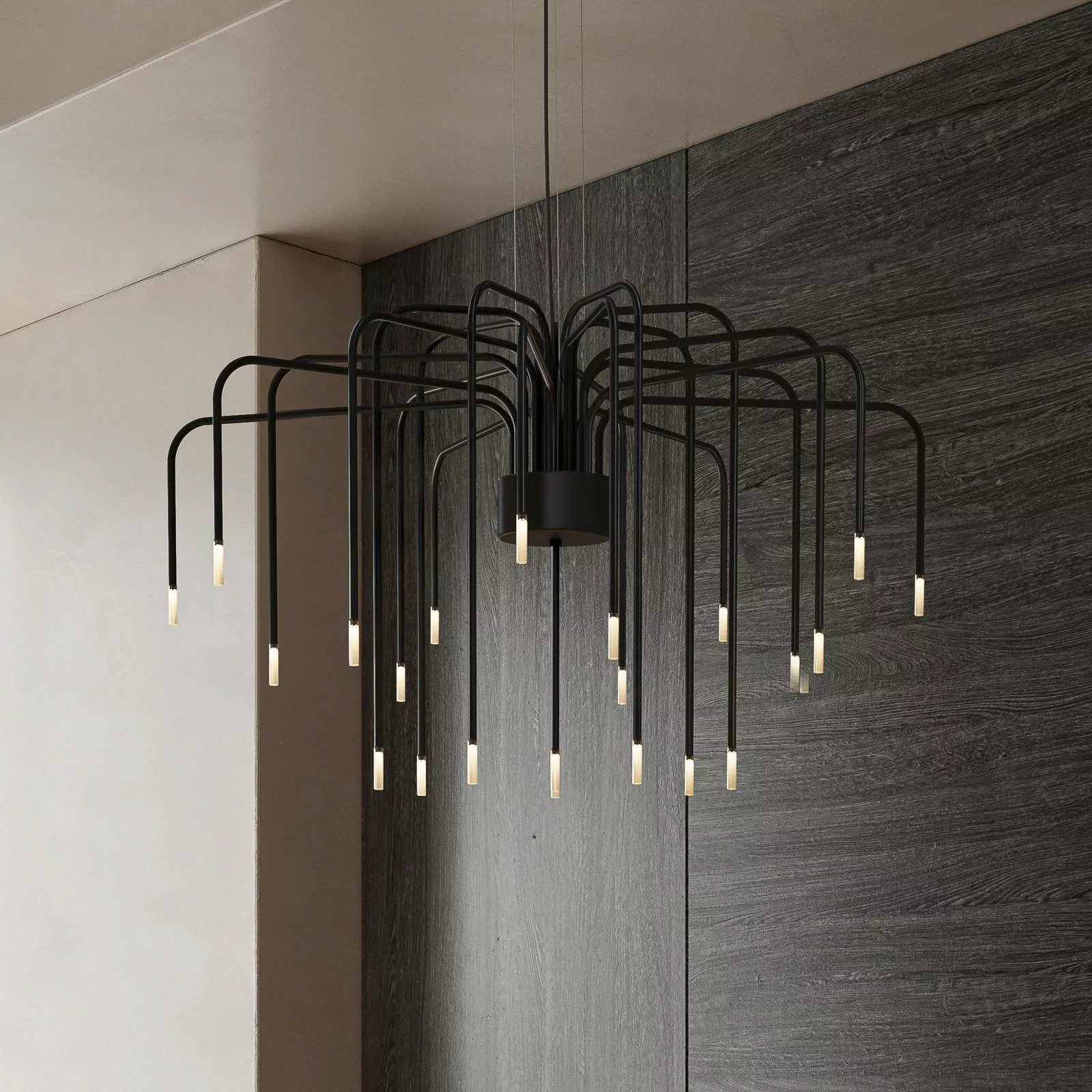 Karman LED-Hängelampe BOOM, schwarz, Metall, Ø 90 cm 22-flg. günstig online kaufen