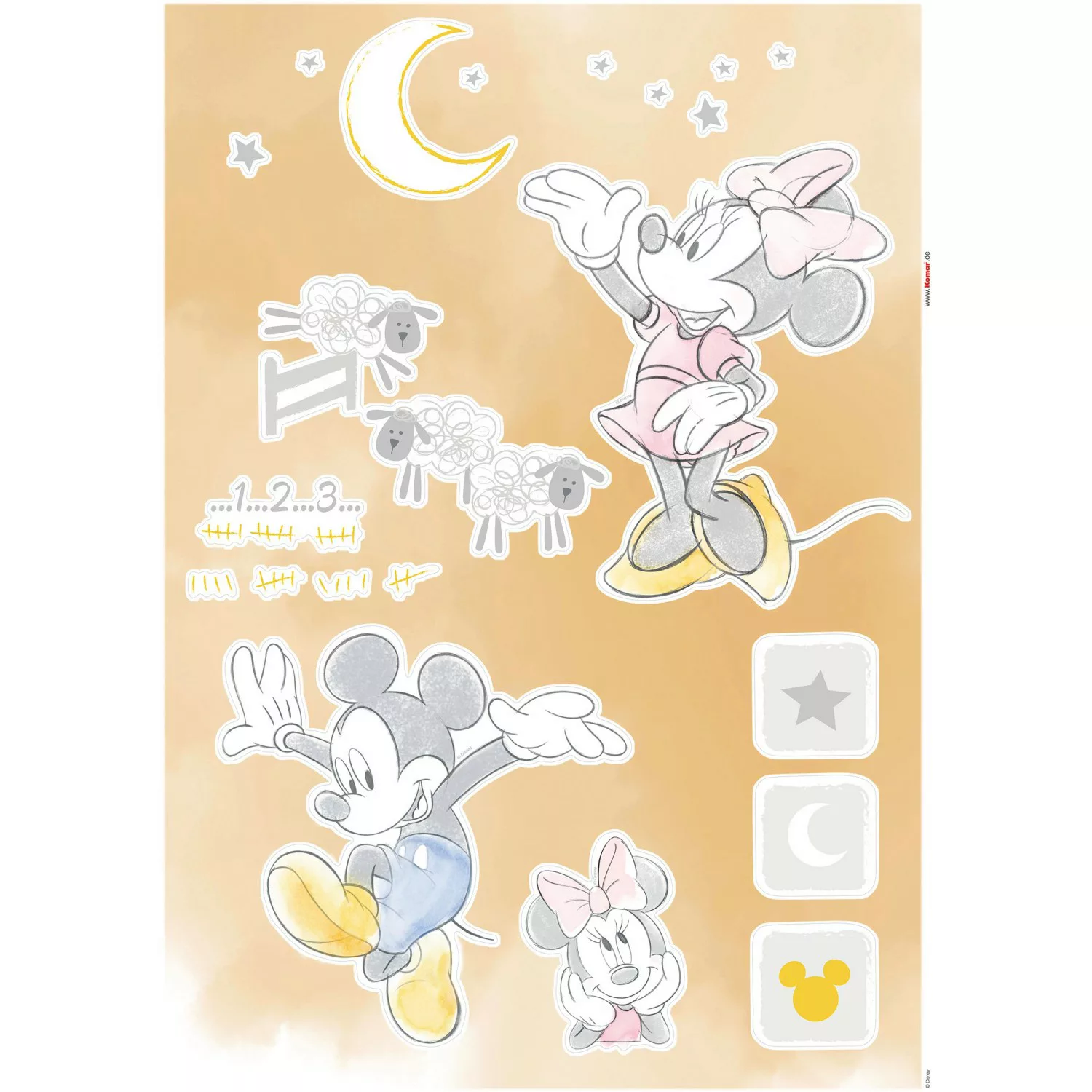 Komar Wandtattoo "Mickey Counting Sheeps - Größe 50 x 70 cm", (15 St.), sel günstig online kaufen