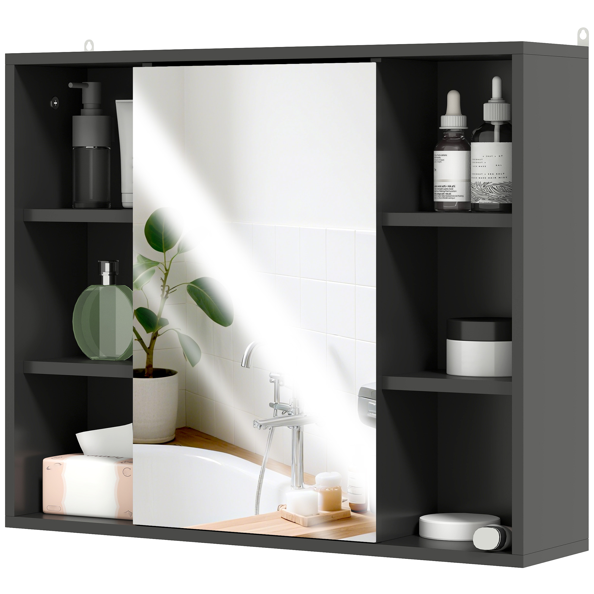 HOMCOM Wandspiegel, Badezimmerschrank mit Spiegel, Badezimmerspiegel mit Au günstig online kaufen