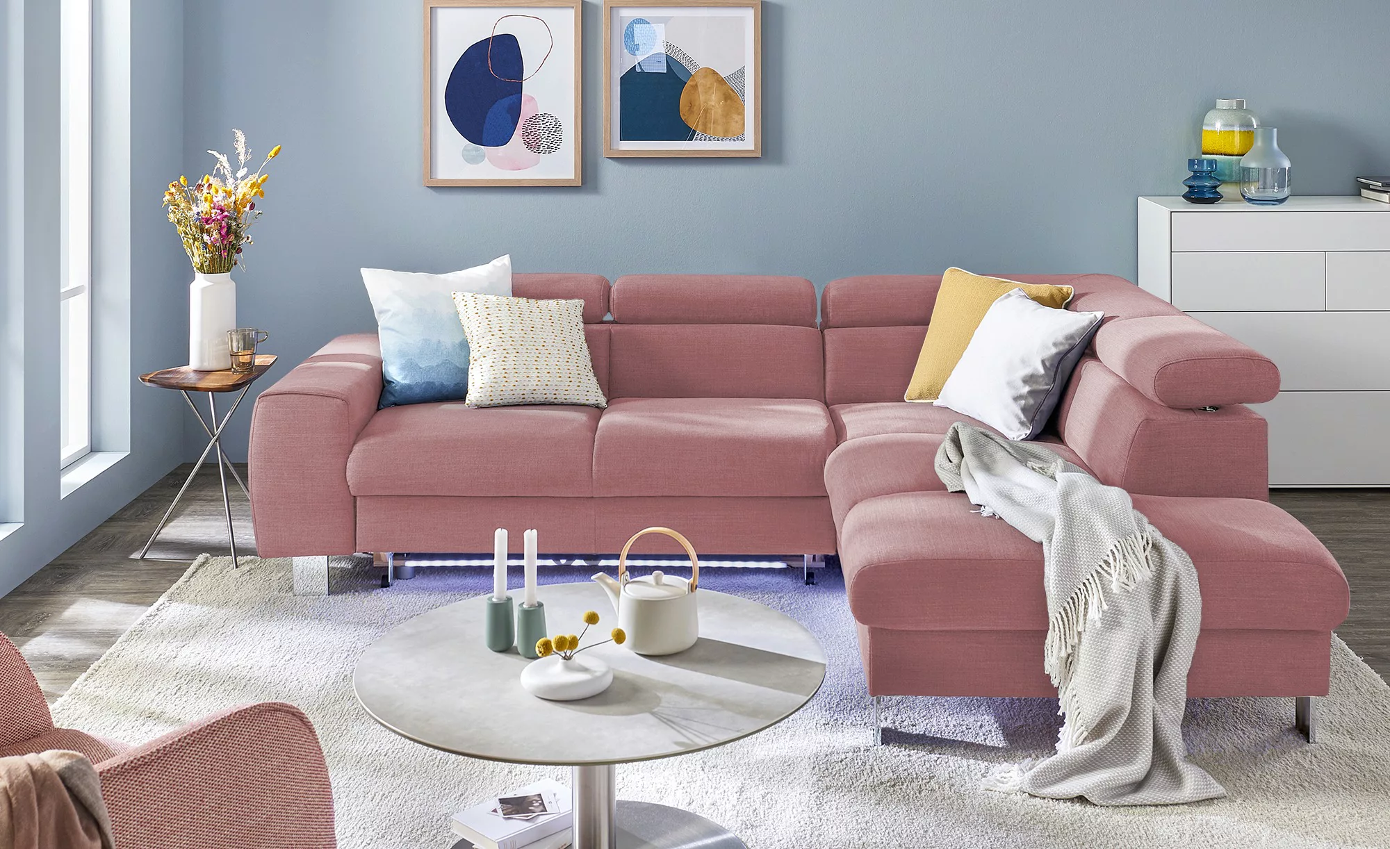 uno Ecksofa  Los Angeles ¦ rosa/pink ¦ Maße (cm): B: 249 H: 72 T: 207 Polst günstig online kaufen