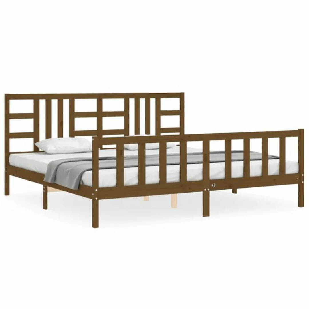 vidaXL Bett Massivholzbett mit Kopfteil Honigbraun 200x200 cm günstig online kaufen