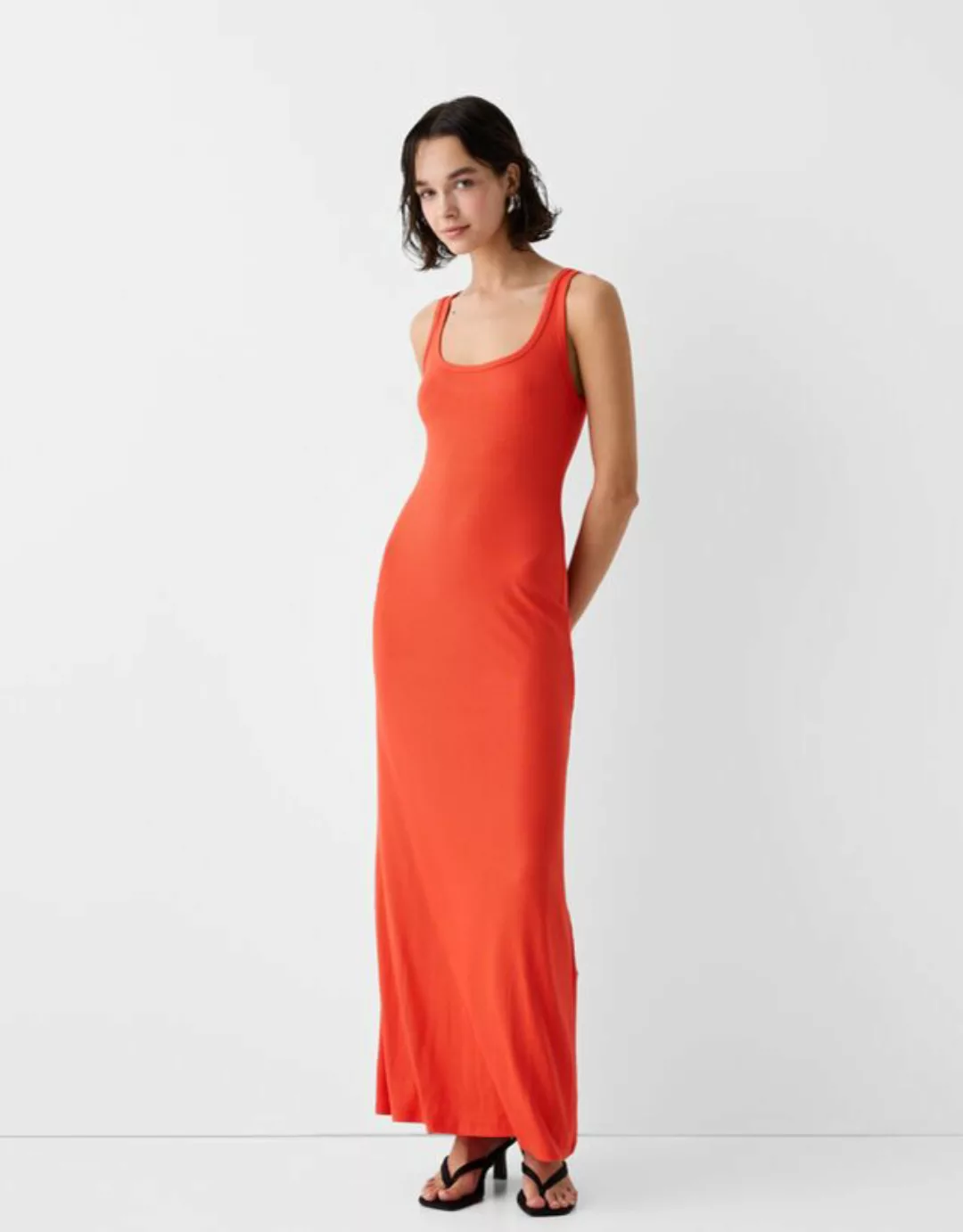 Bershka Trägerkleid Mit Patentmuster Damen M Orange günstig online kaufen