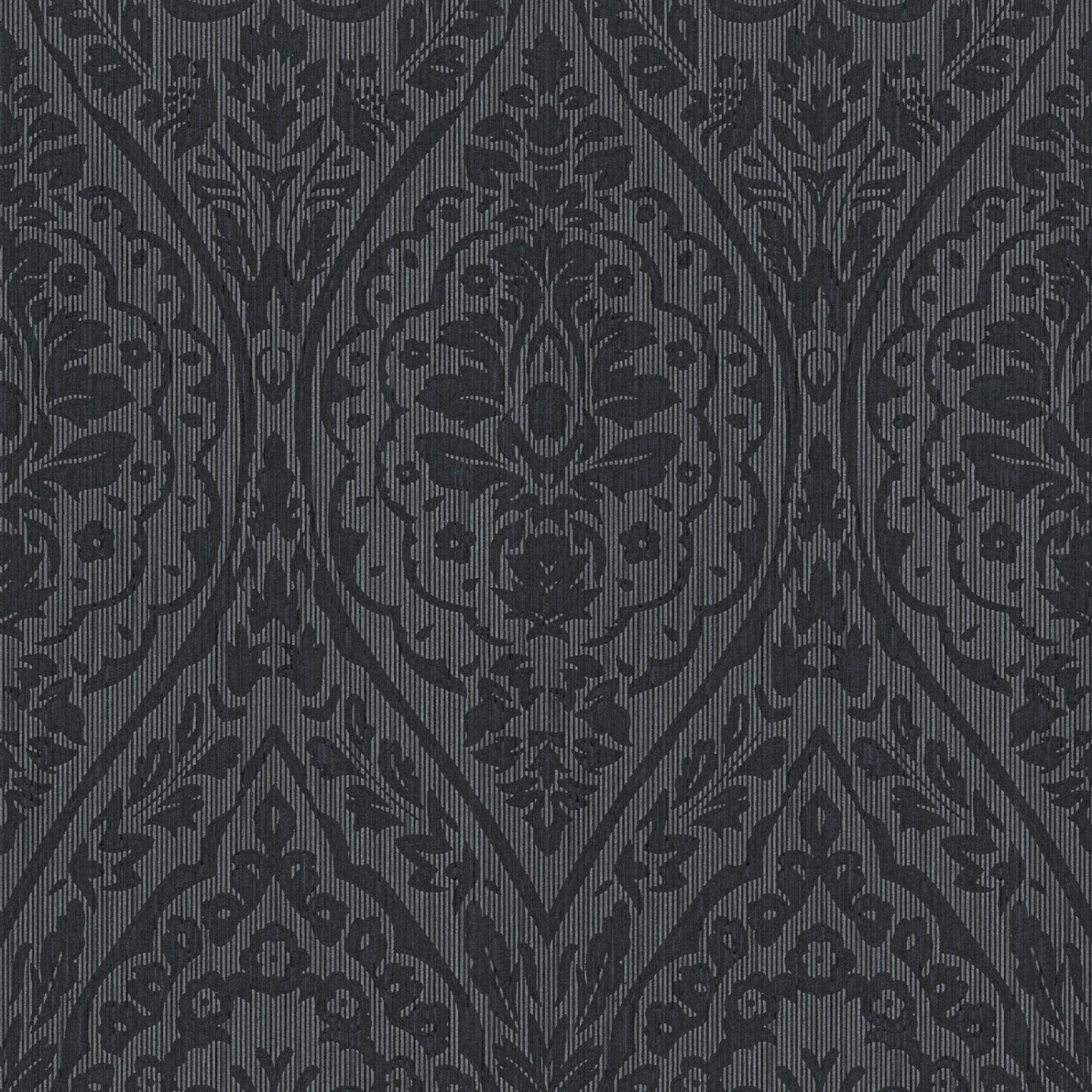 Bricoflor Schwarze Textiltapete Elegant Ornament Tapete Floral Ideal für Sc günstig online kaufen
