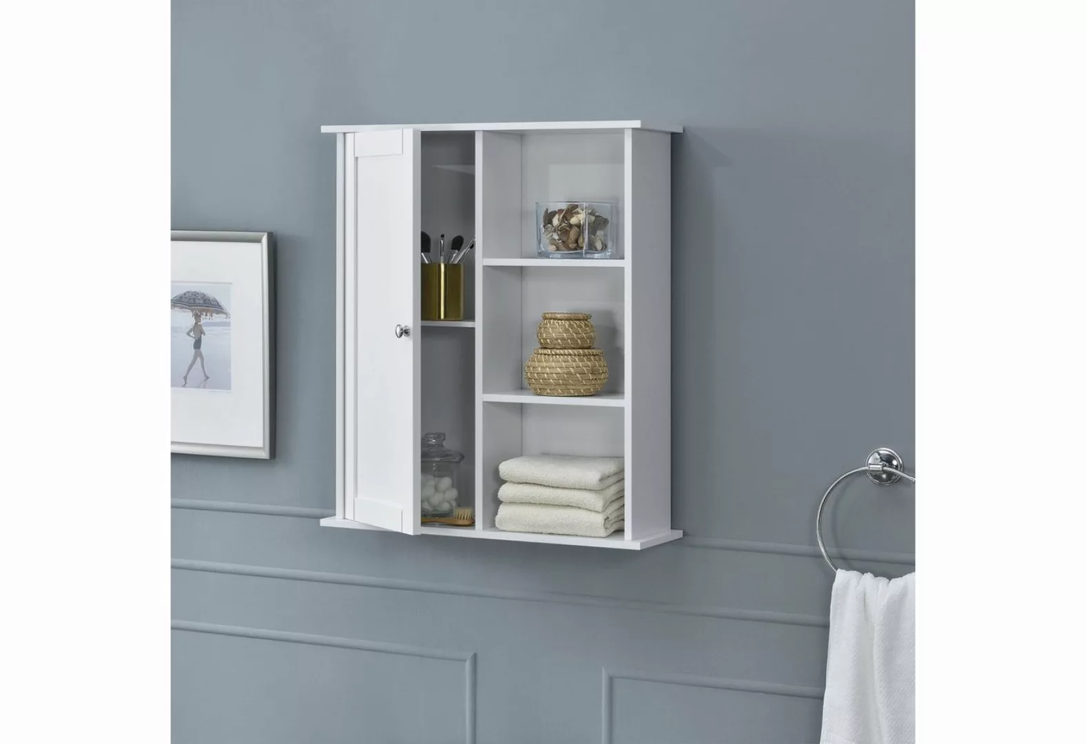 en.casa Badezimmerschrank Wandschrank Schrank Regal 71x60x18cm weiß günstig online kaufen