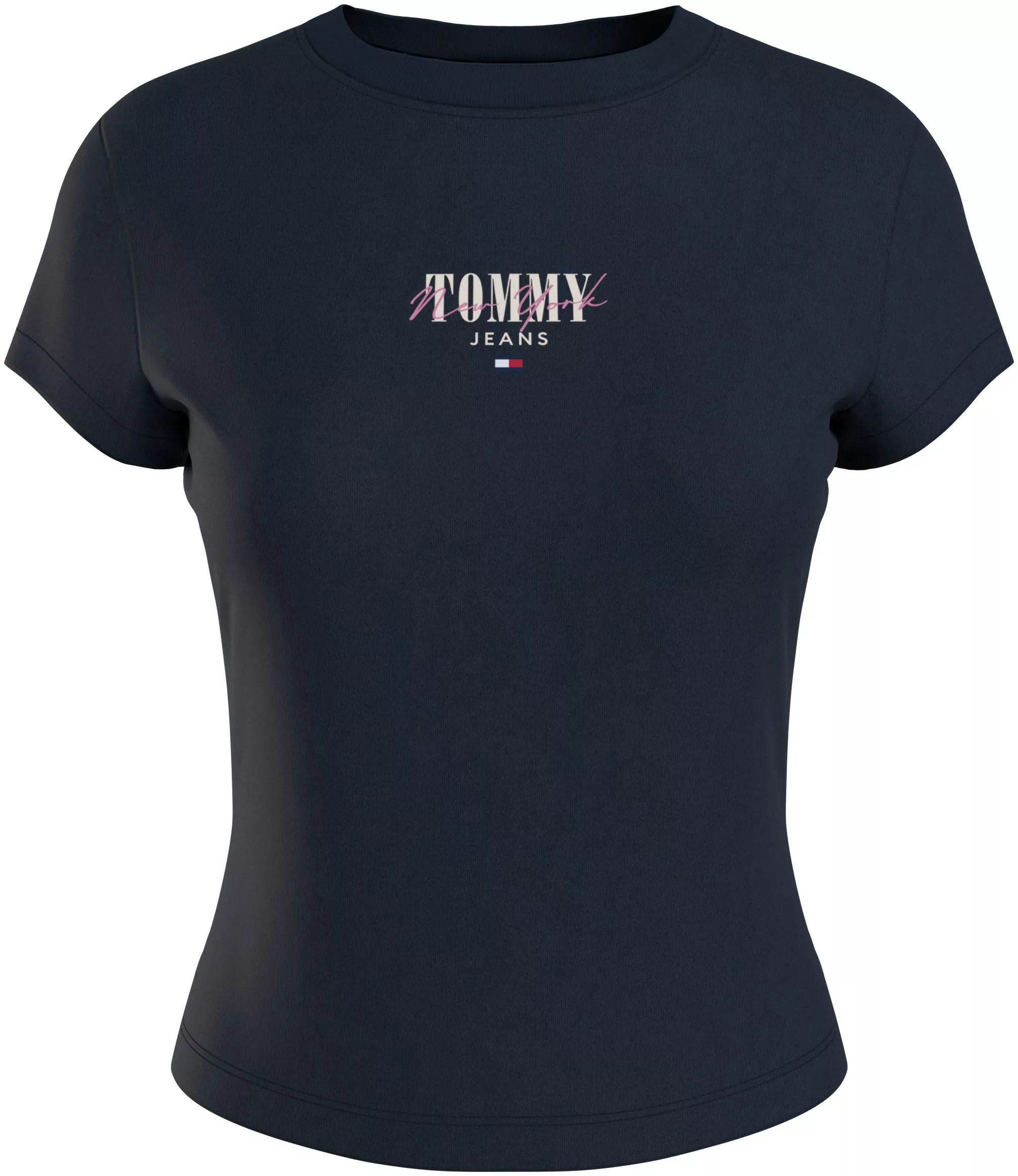 Tommy Jeans Rundhalsshirt "Rib Slim Essential Logo", Rippshirt, feines Jers günstig online kaufen