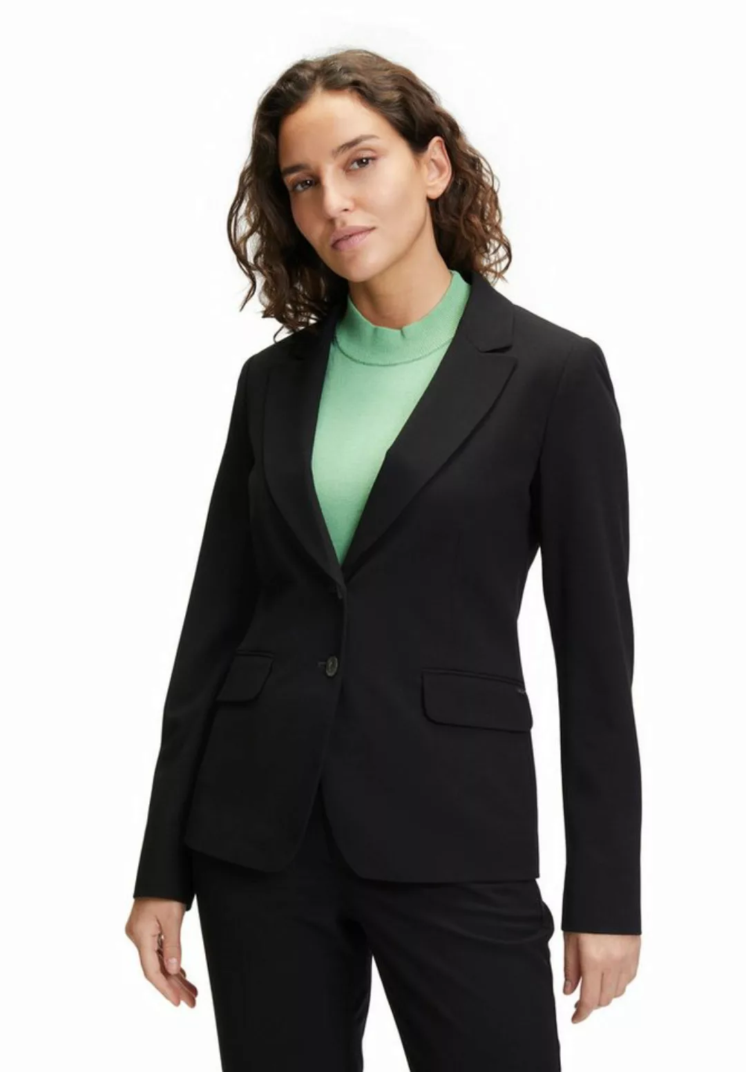 Betty&Co Longblazer Betty & Co Klassischer Blazer mit Taschen Druckfutter günstig online kaufen