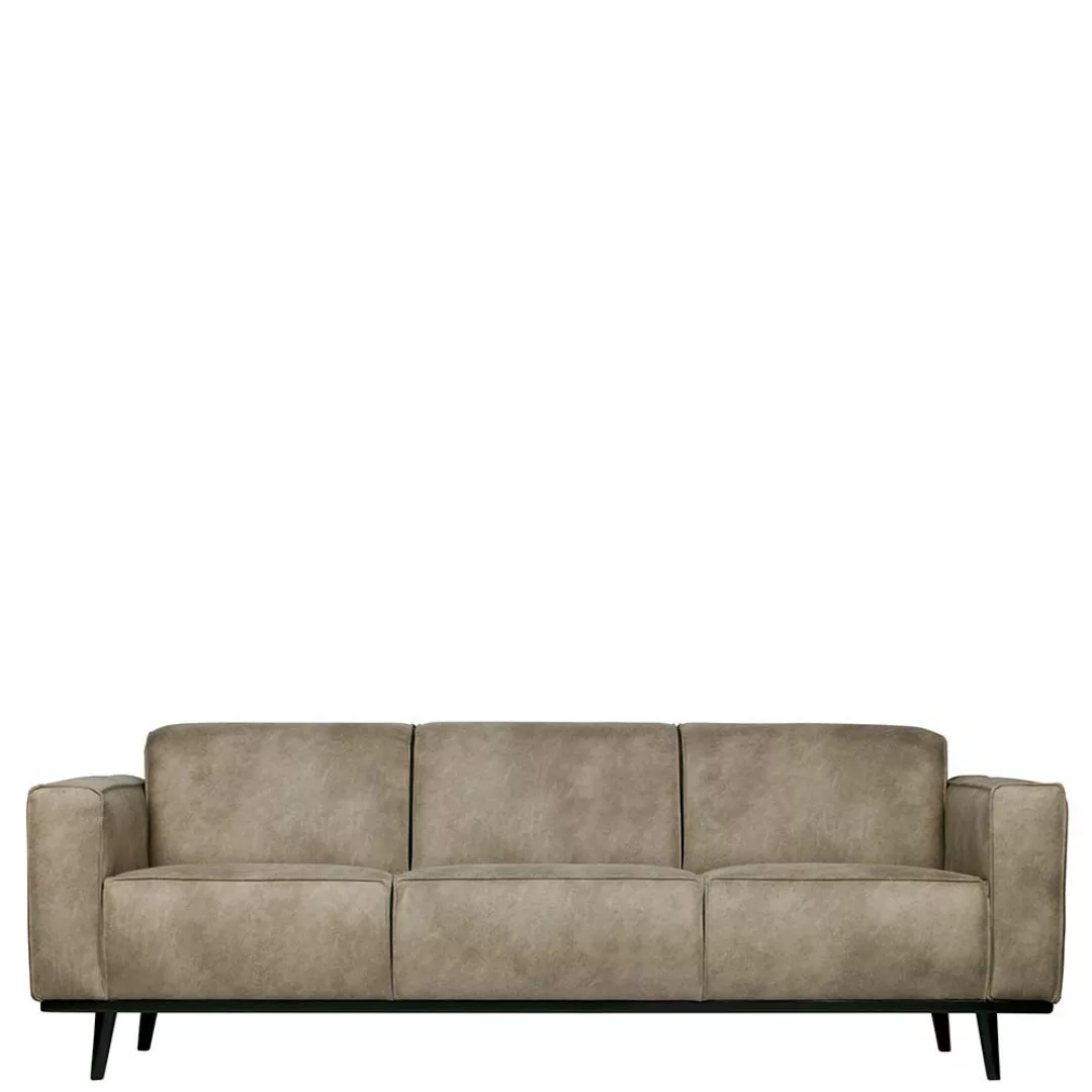 Dreier Sofa in Hellgrau Kunstleder 230 cm breit günstig online kaufen