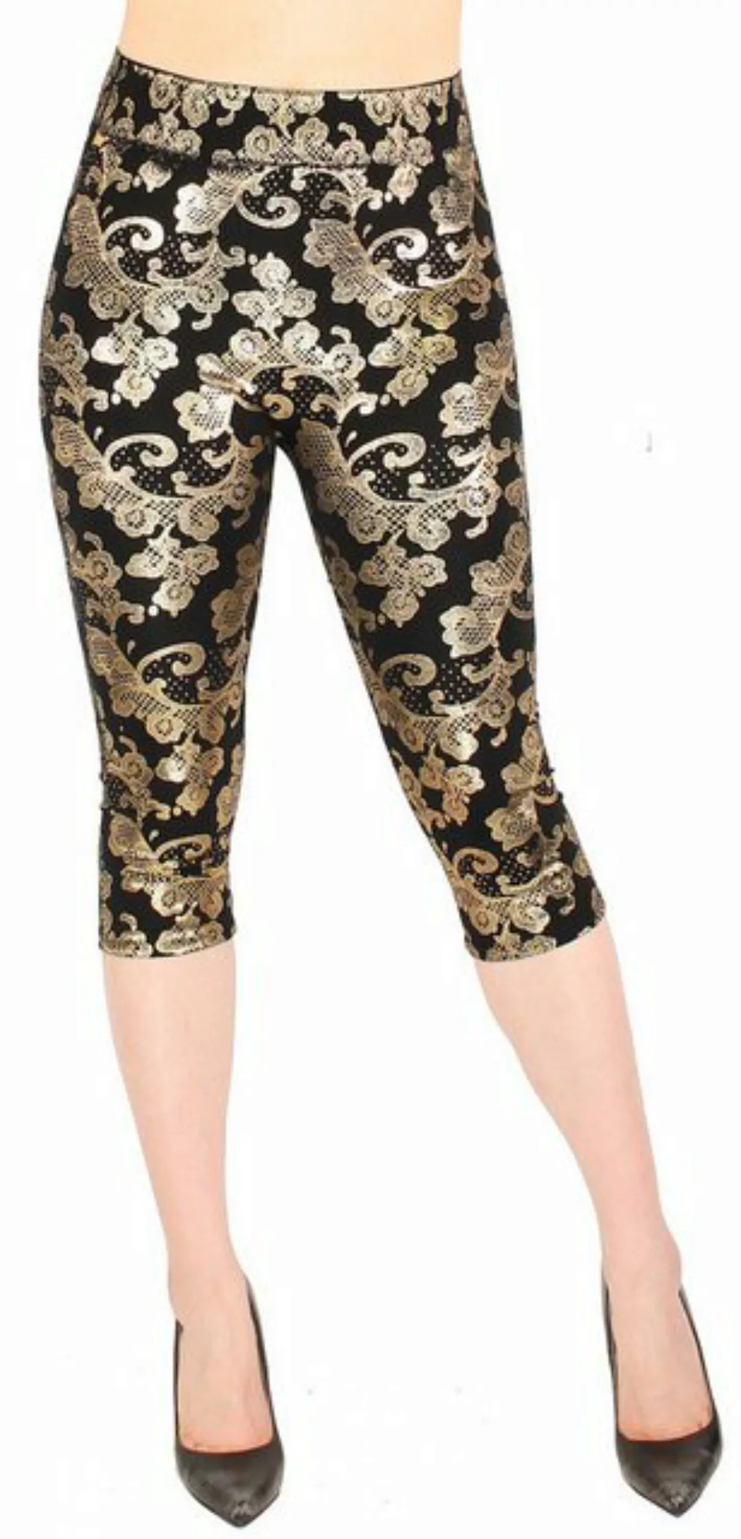 dy_mode Caprileggings Damen Capri Leggings 3/4 Sommerleggings mit goldfarbe günstig online kaufen