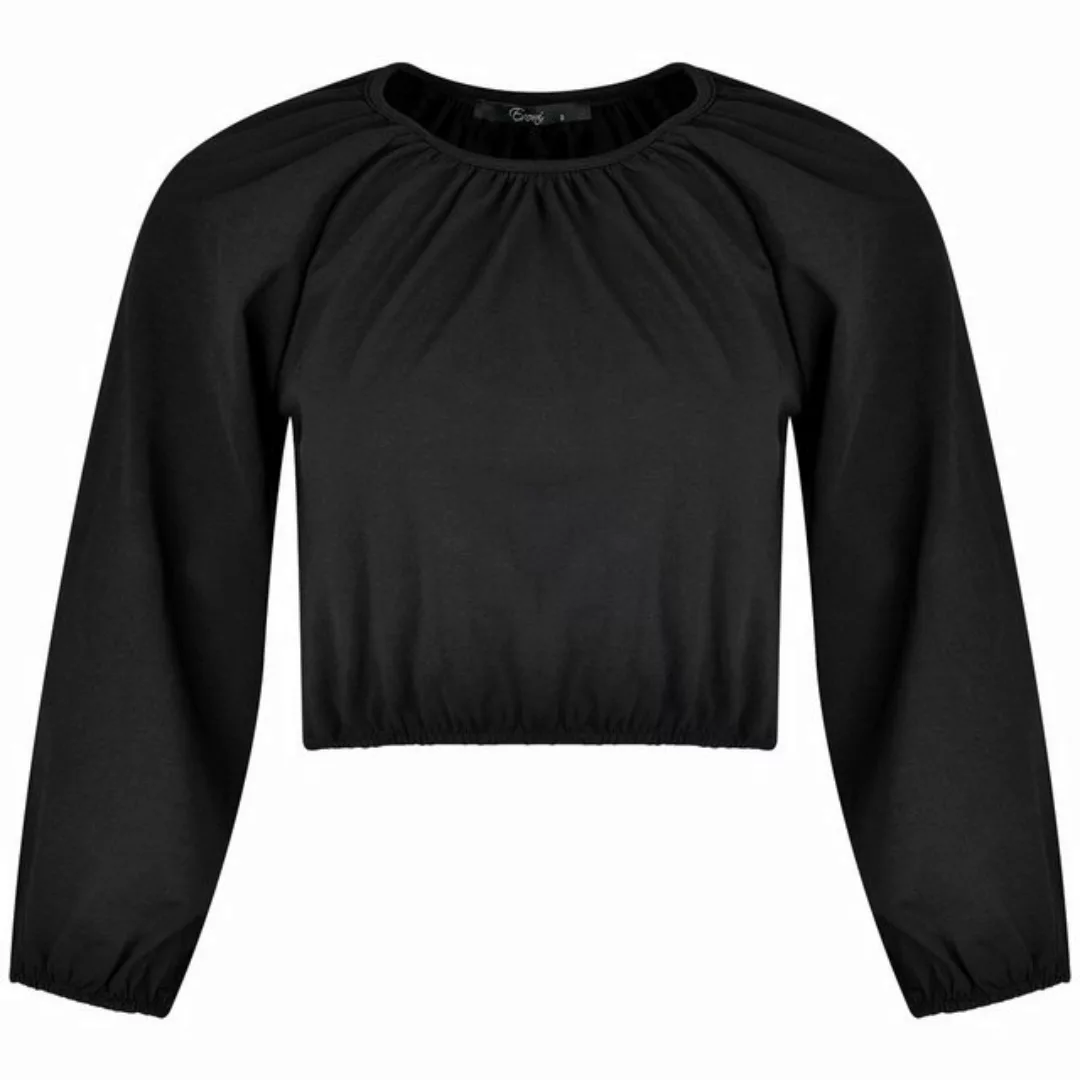 Evoni Langarmshirt Langarm Rundhals Baumwolle Basic Shirt günstig online kaufen