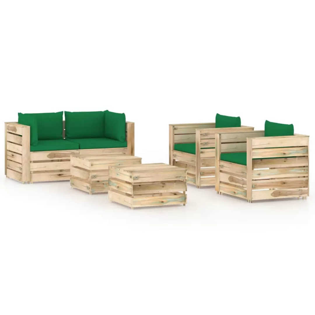 6-tlg. Garten-lounge-set Mit Kissen Grün Imprägniertes Holz günstig online kaufen