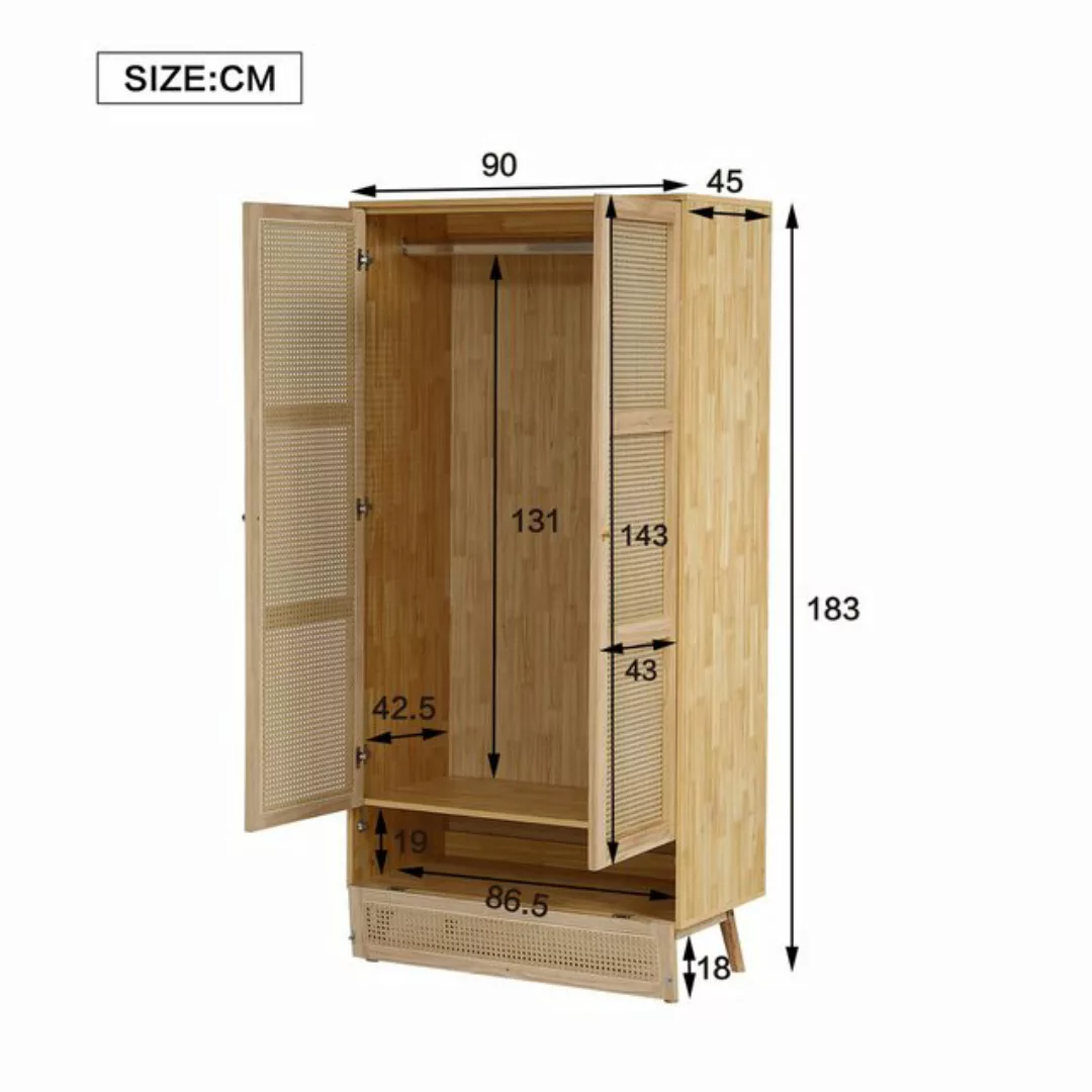 Flieks Kleiderschrank 2-türiger Schrank mit Stange und unterem Flip-Top-Dec günstig online kaufen