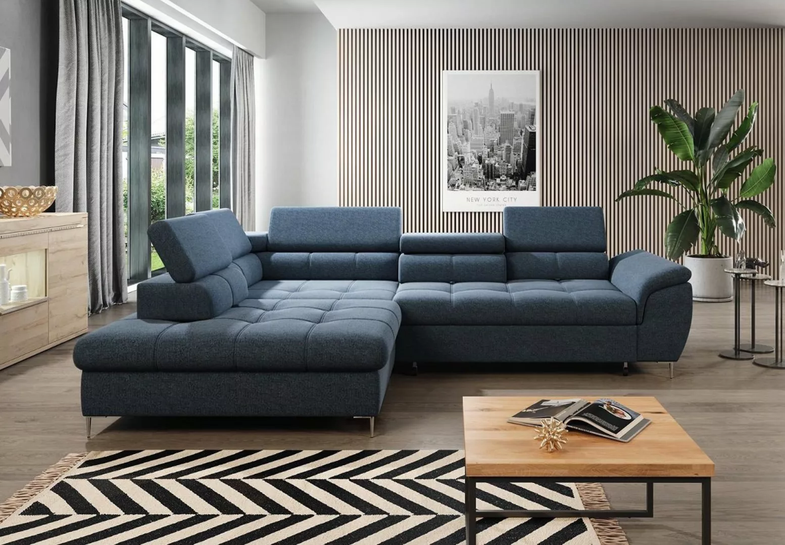 Sofa Dreams Ecksofa Empona L Form blau, mit Bettkasten, Stauraum, Rücken un günstig online kaufen