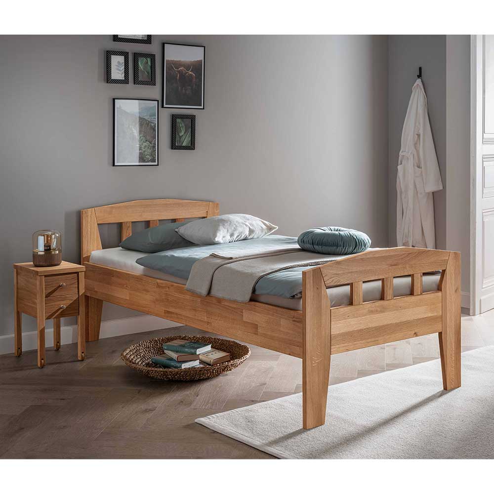 Einzelbett Holzbett geölt aus Massivholz günstig online kaufen