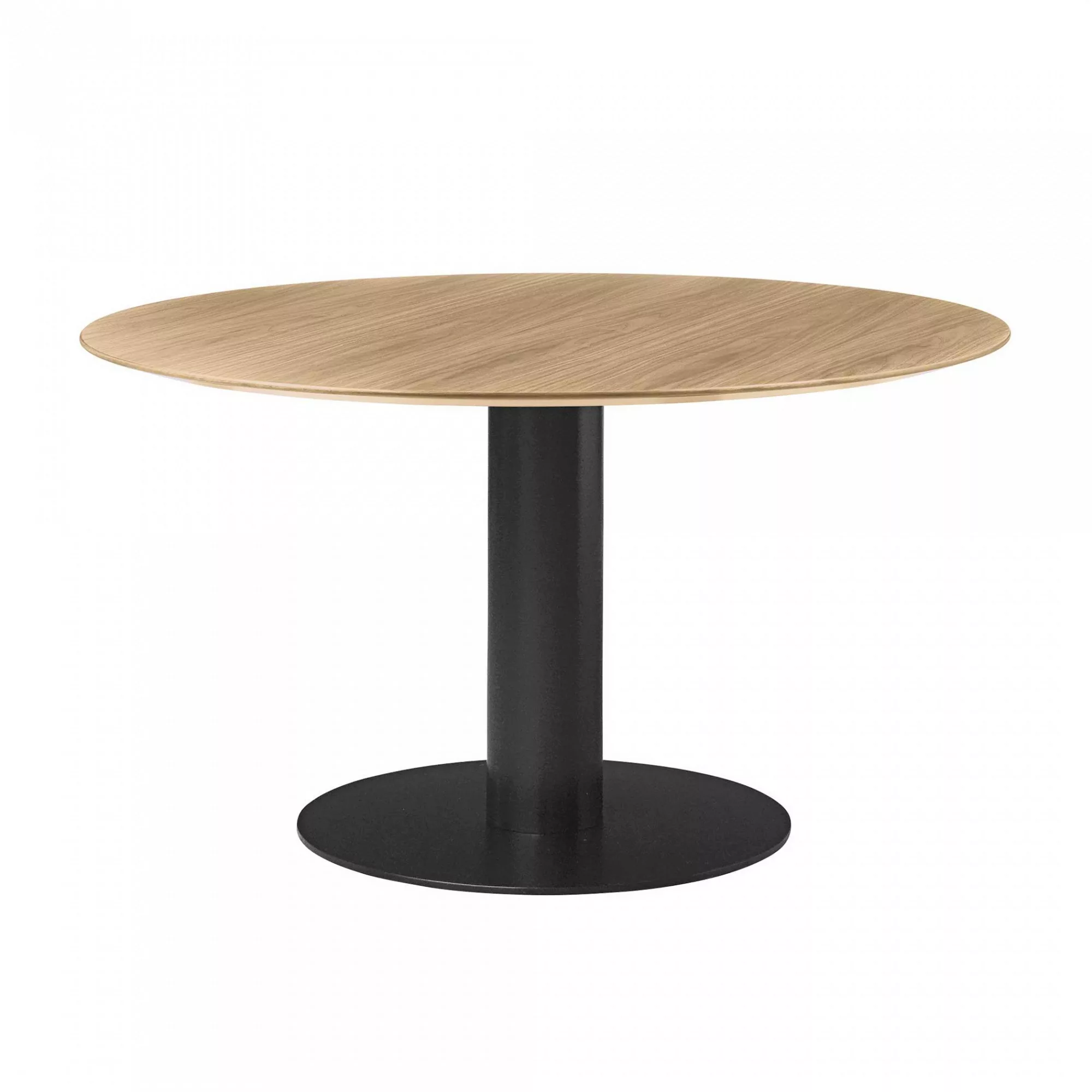 Gubi - 2.0 Dining Table Gestell schwarz Ø130cm - eiche/Tischplatte Eiche/H günstig online kaufen
