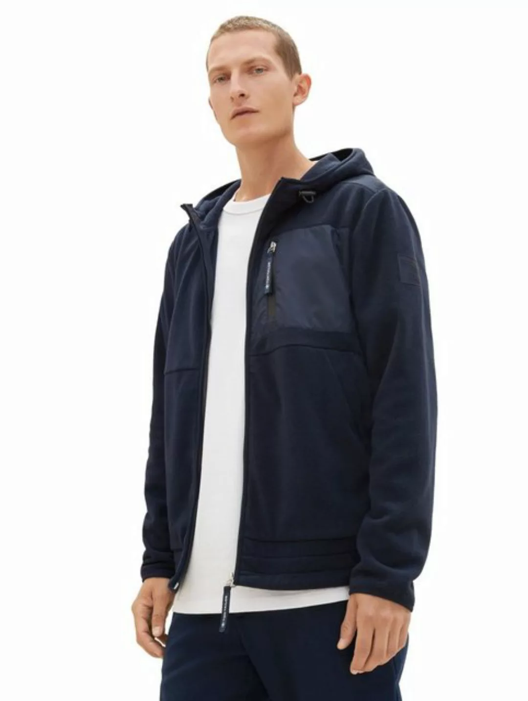 Tom Tailor Herren Kapuzen Sweatjacke CUTLINE FLEECE - Regular Fit günstig online kaufen