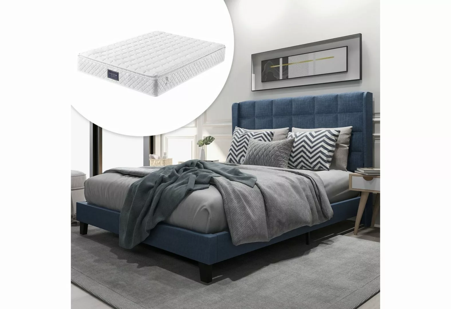 Mia&Coco Polsterbett Modernes Design Polsterbett Bett inkl. Matratze 140x20 günstig online kaufen