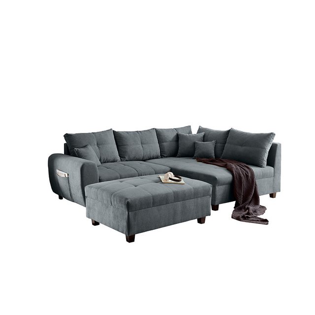 Lomadox Ecksofa LEICESTER-09, anthrazit 248x87x176 cm günstig online kaufen