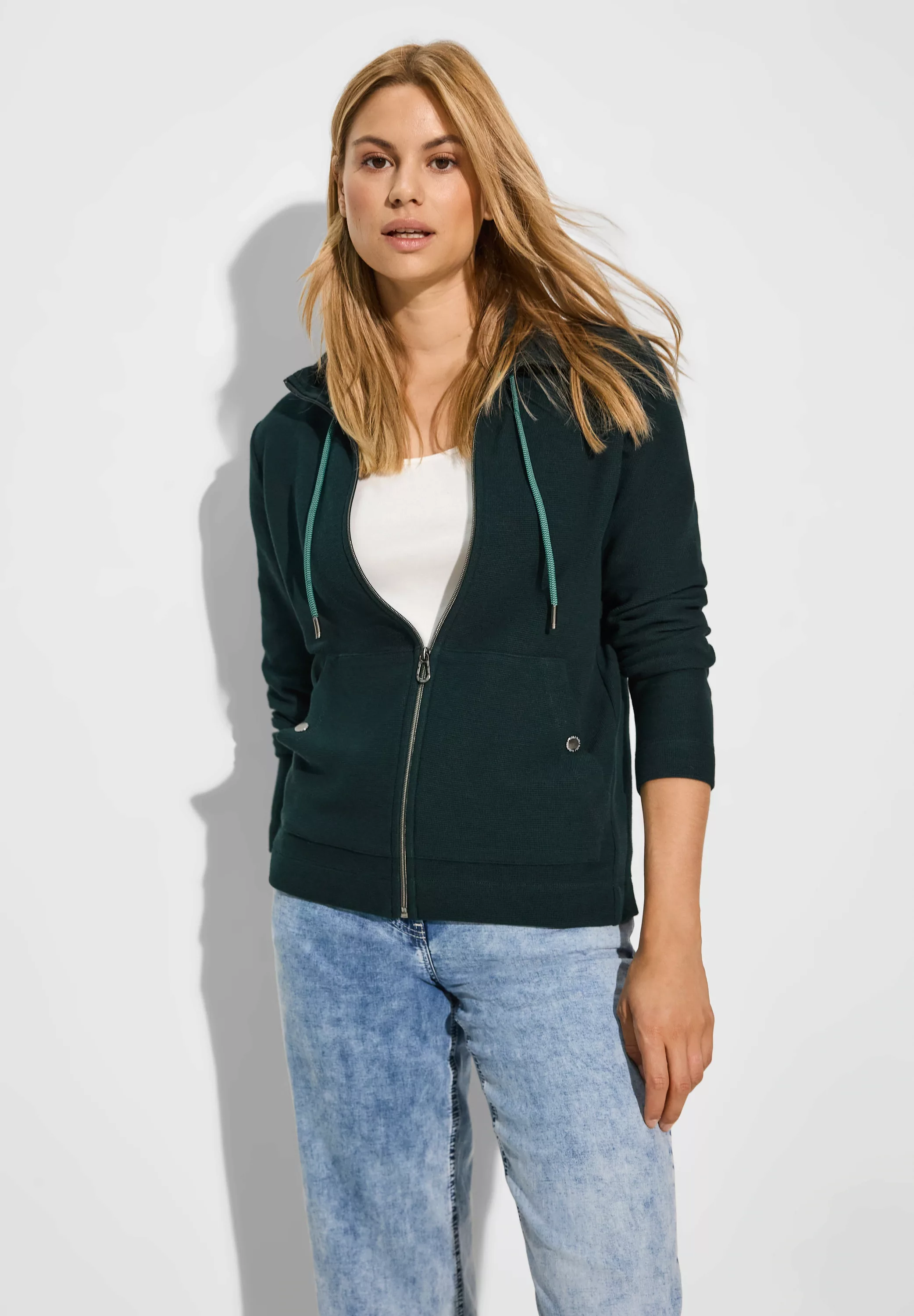 Cecil Sweatjacke Cecil Leichte Sweatjacke in Malachite Green (1-tlg) Nicht günstig online kaufen