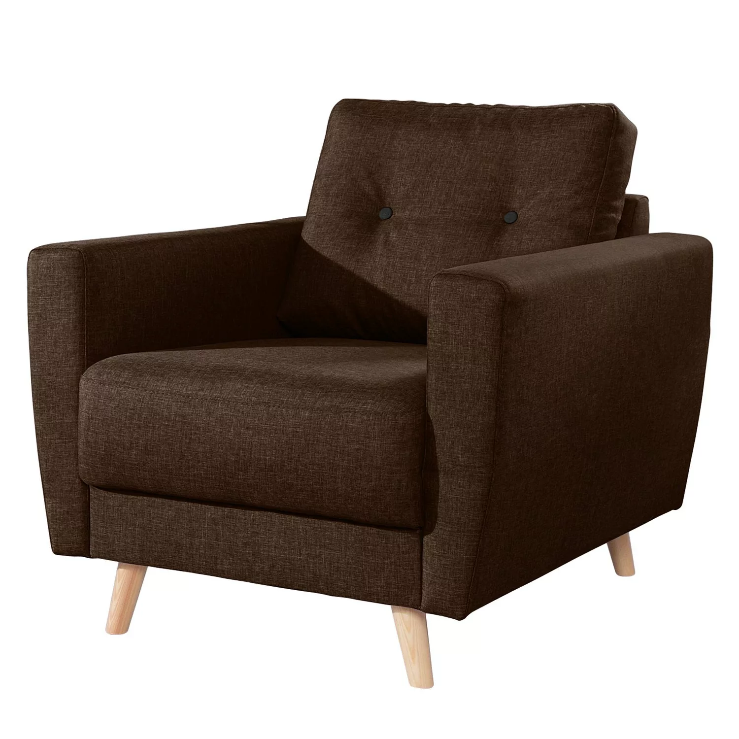 home24 Mørteens Sessel Sola Dunkelbraun Webstoff 79x90x90 cm (BxHxT) günstig online kaufen
