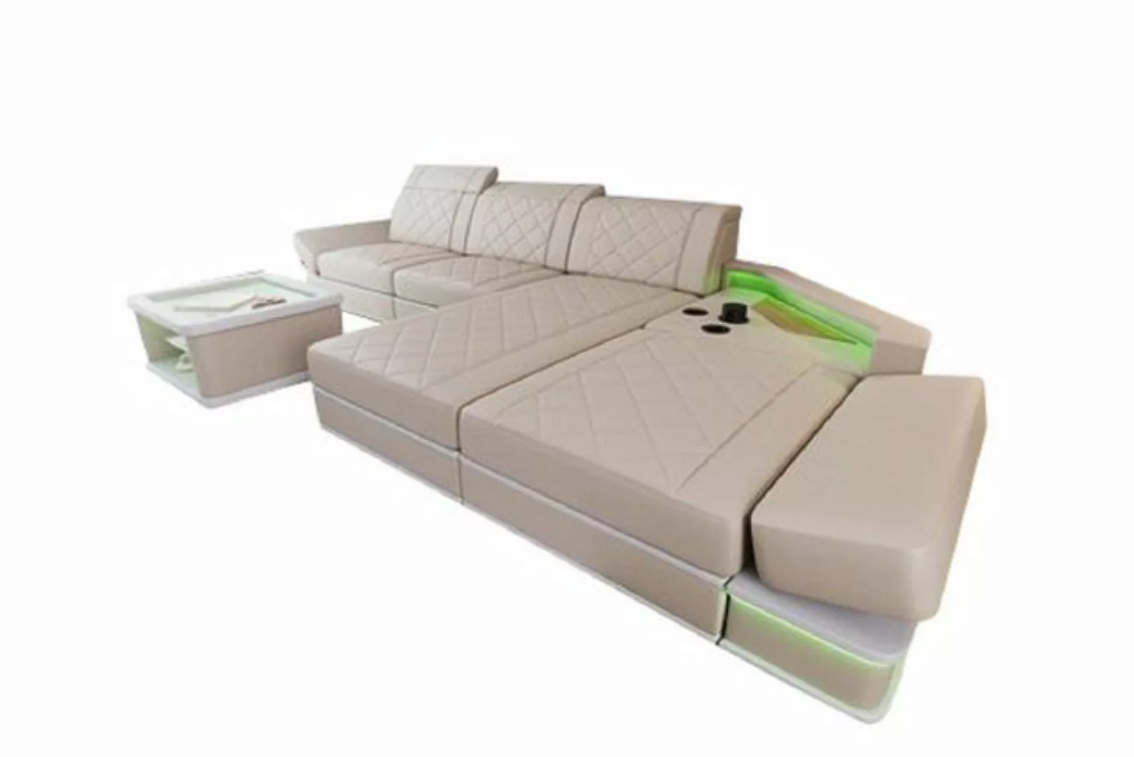 Sofa Dreams Ecksofa Leder Designer Sofa Couch Perugia L Form Ledersofa, Led günstig online kaufen