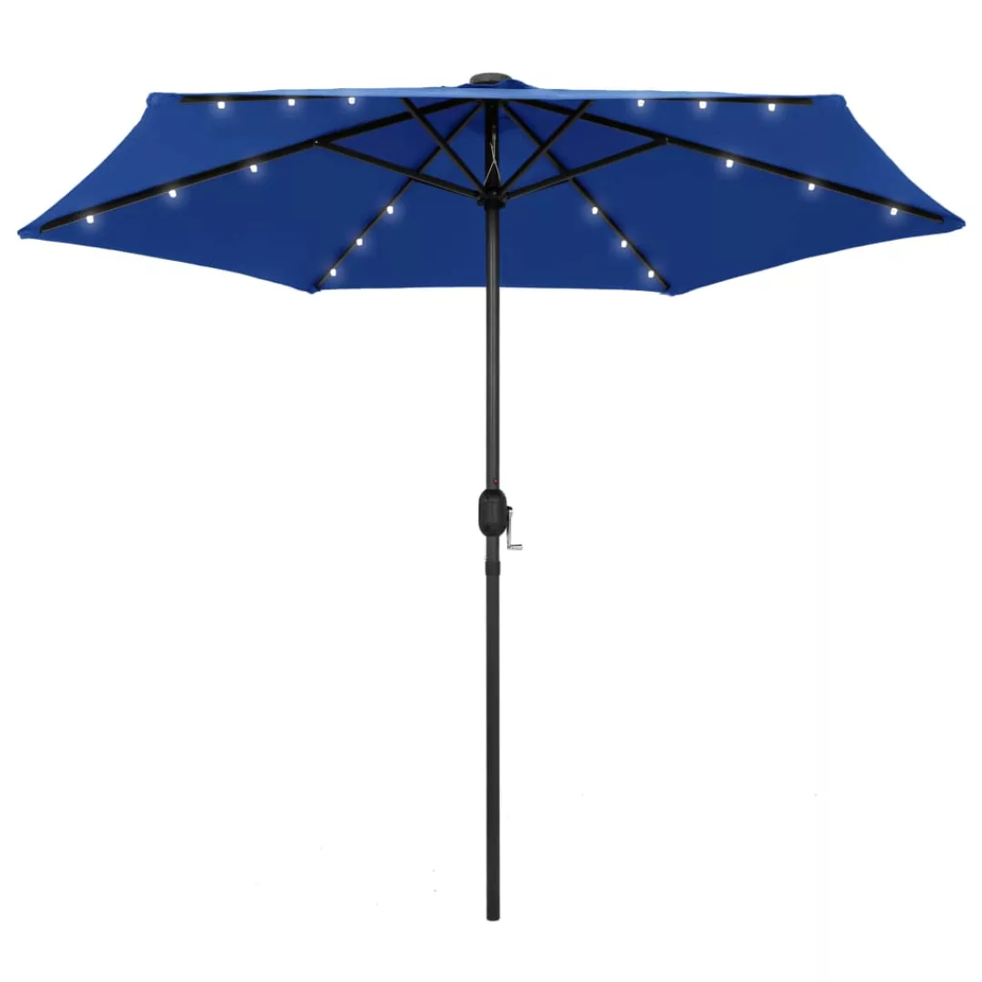 Sonnenschirm Mit Led-leuchten & Aluminium-mast 270 Cm Azurblau günstig online kaufen