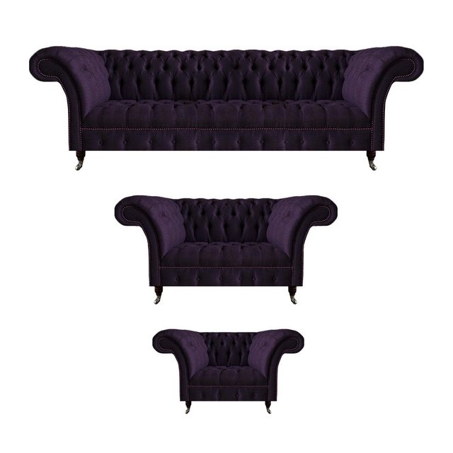 JVmoebel Chesterfield-Sofa Wohnzimmer Polstermöbel Luxus Set 3tlg Sofas Gar günstig online kaufen