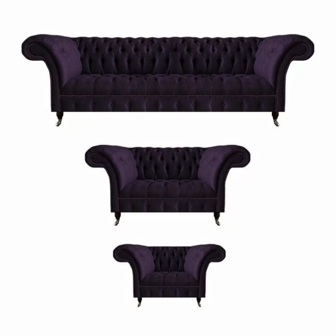 JVmoebel Chesterfield-Sofa Wohnzimmer Polstermöbel Luxus Set 3tlg Sofas Gar günstig online kaufen