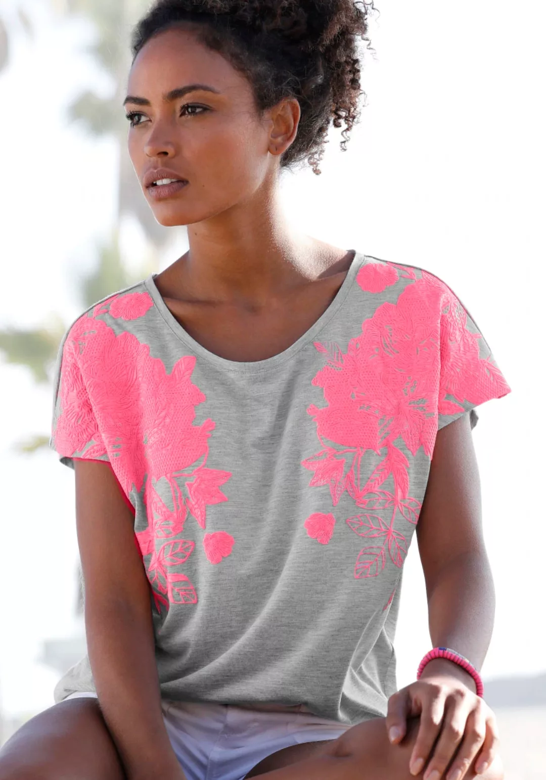 Vivance T-Shirt mit Neonprint, Kurzarmshirt, lockere Passform günstig online kaufen