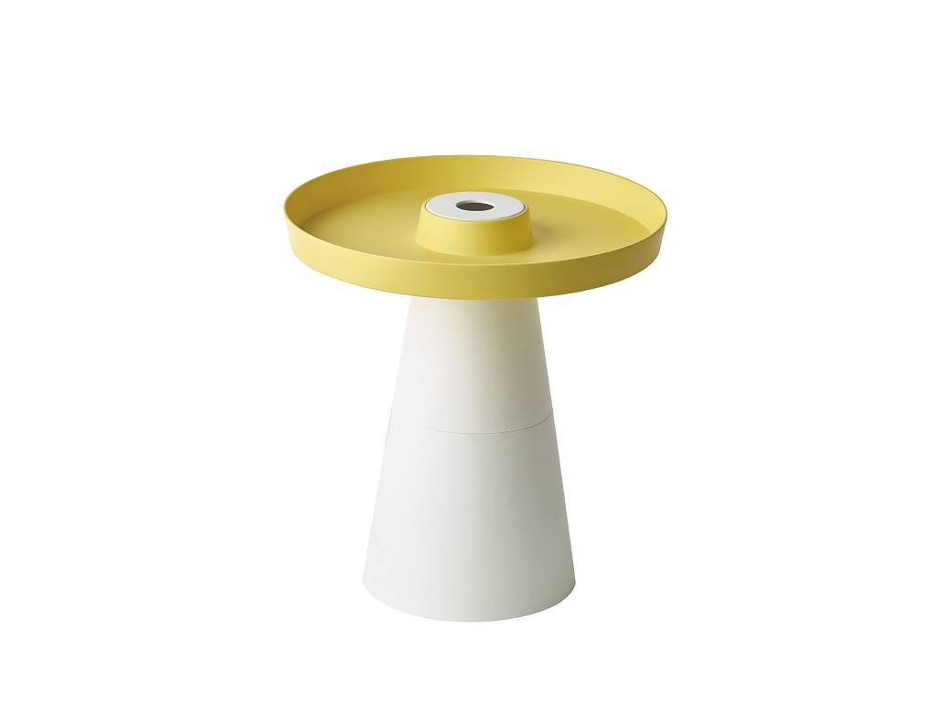 Capata Beistelltisch Tablett gelb, Fuß weiß/weiß günstig online kaufen
