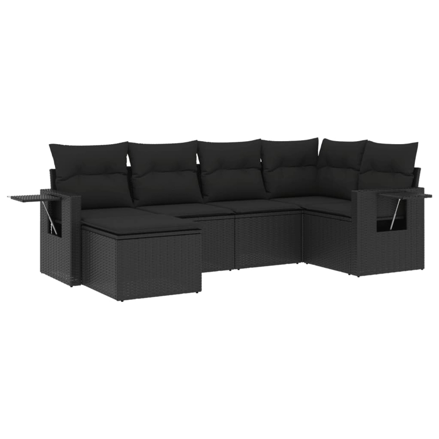 vidaXL 6-tlg Garten-Sofagarnitur mit Kissen Schwarz Poly Rattan Modell 240 günstig online kaufen