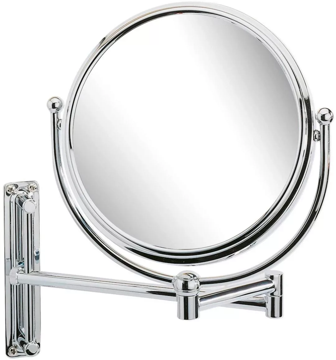 WENKO Kosmetikspiegel Deluxe Groß, Wandspiegel, 5-fach Vergrößerung silber günstig online kaufen