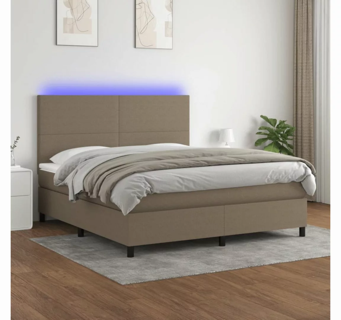 vidaXL Boxspringbett Boxspringbett mit Matratze LED Taupe 180x200 cm Stoff günstig online kaufen