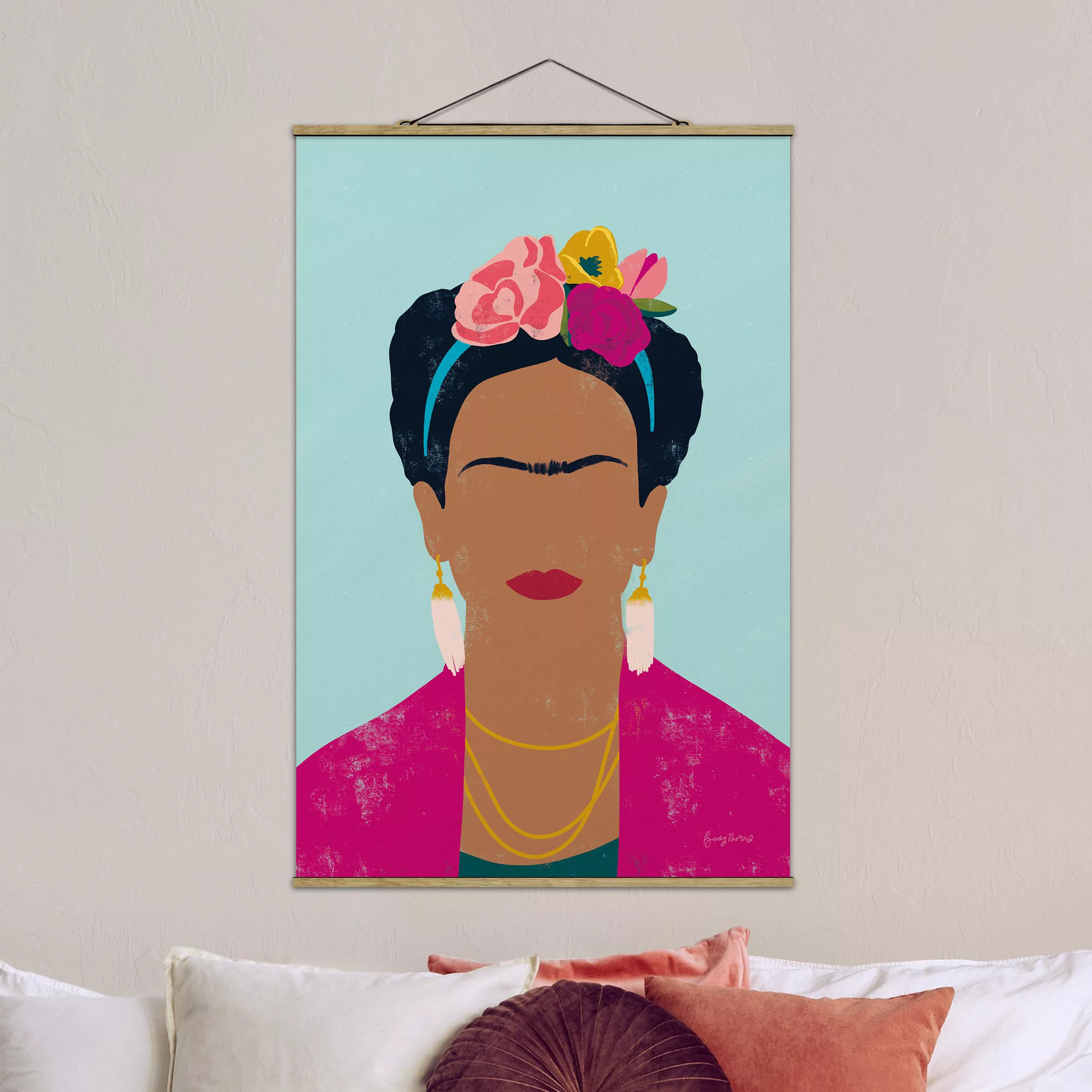 Stoffbild mit Posterleisten Frida Collage günstig online kaufen