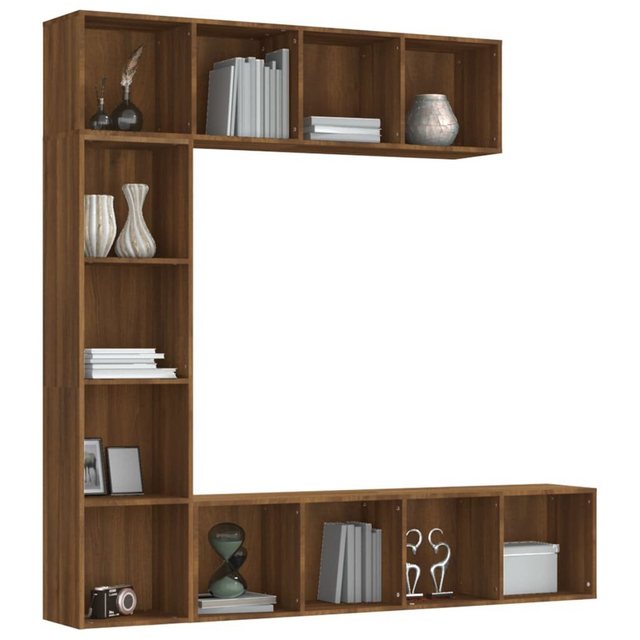 vidaXL TV-Schrank 3-tlg Bücherregal-TV-Schrank-Set Braun Eichen-Optik günstig online kaufen