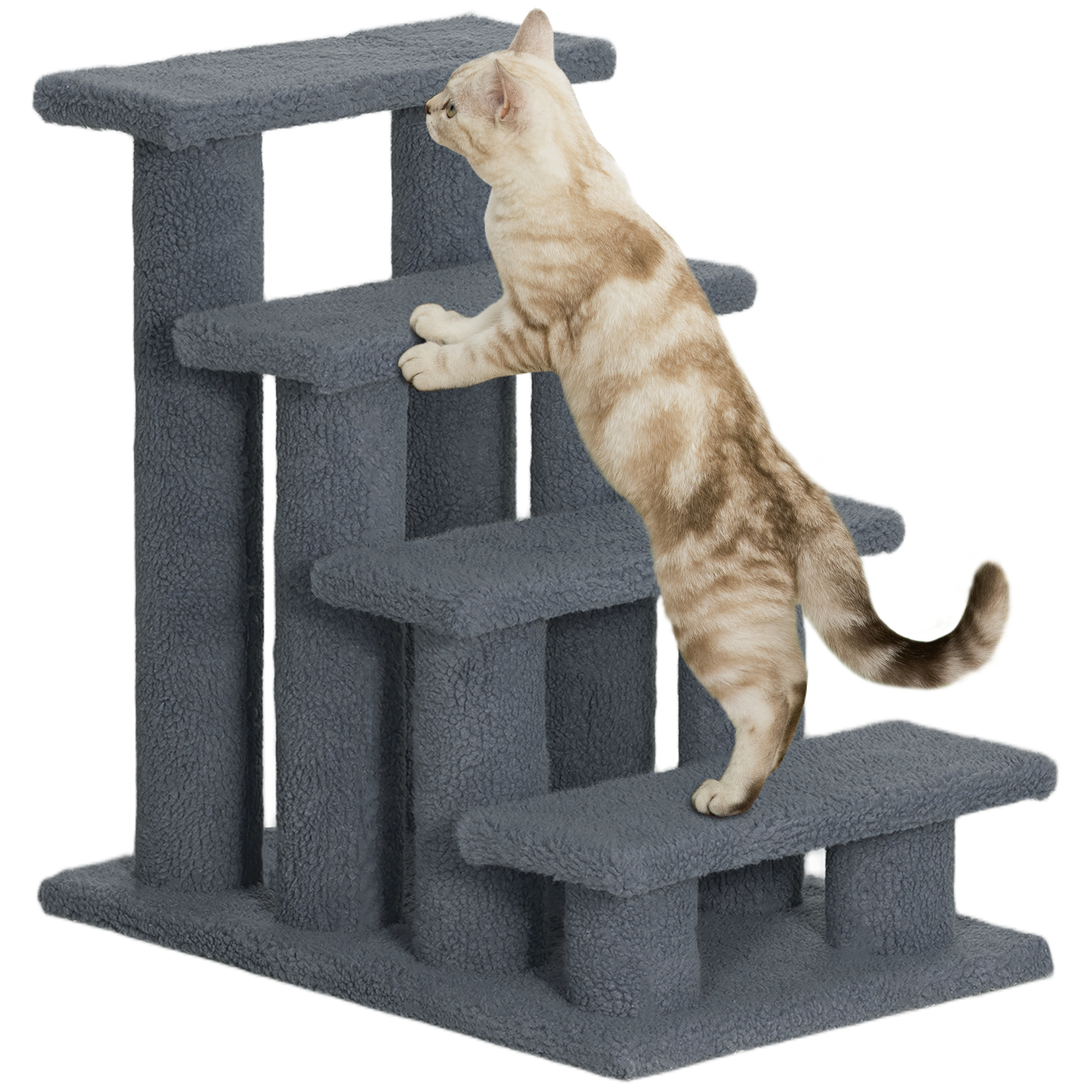PawHut Tiertreppe Katzentreppe Hundetreppe 4 Stufen Grau 63,5x43x60cm für K günstig online kaufen