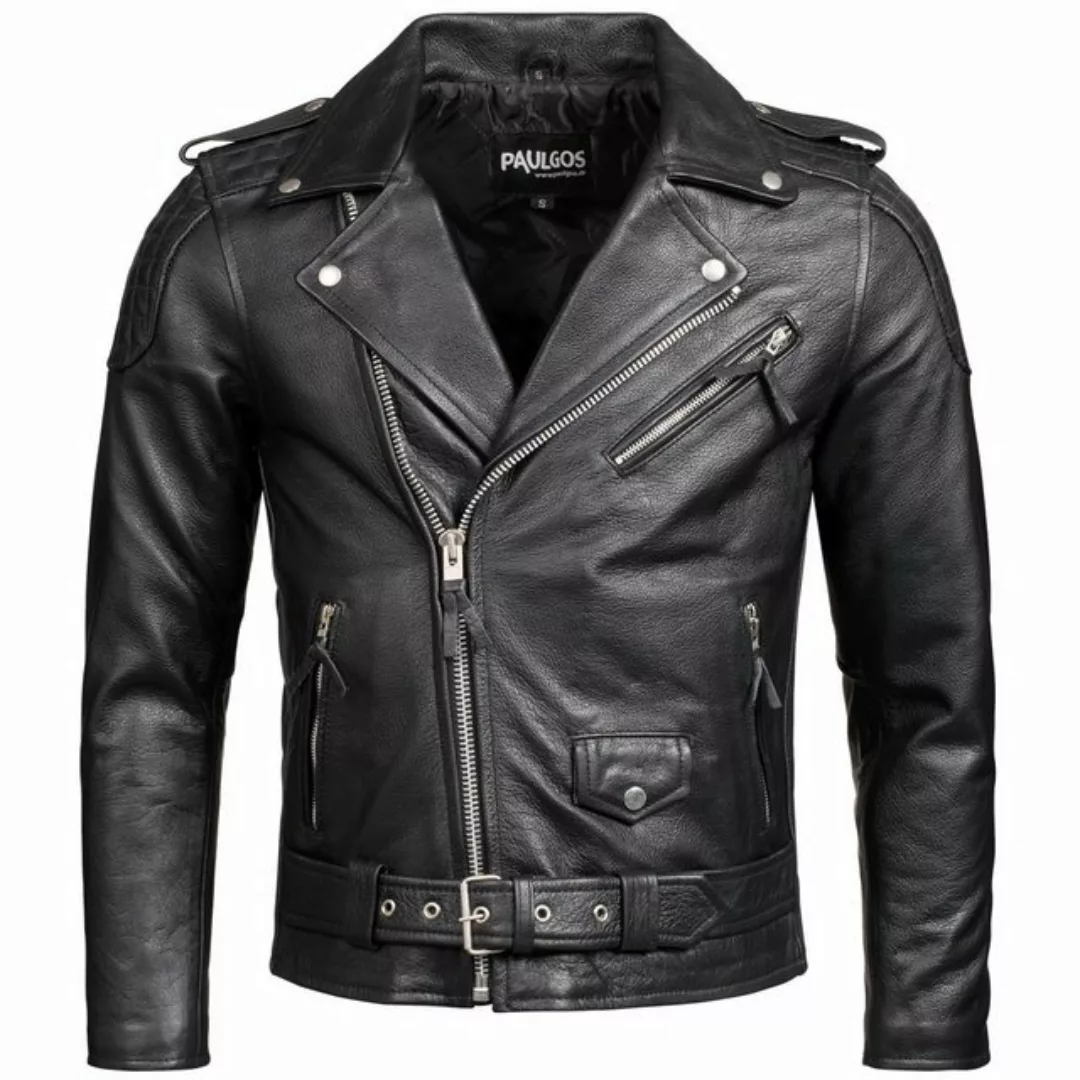 PAULGOS Lederjacke Herren Biker Jacke Motorradjacke Motorrad 100% Echtleder günstig online kaufen