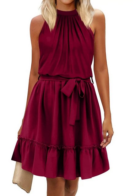 SEGUEN Sommerkleid Einfarbiges Neckholder-Trägerkleid mit Rundhalsausschnit günstig online kaufen