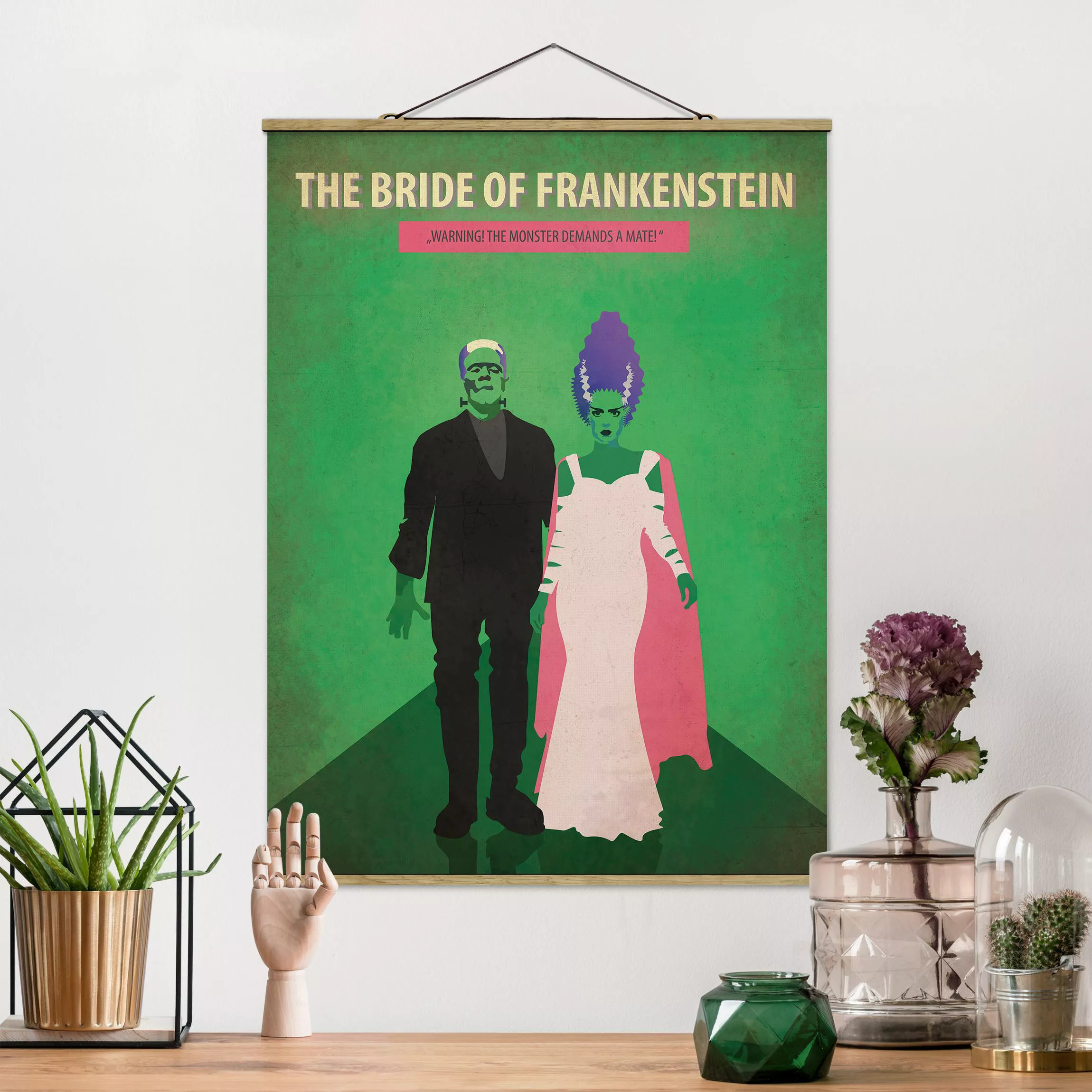 Stoffbild Portrait mit Posterleisten - Hochformat Filmposter The Bride of F günstig online kaufen