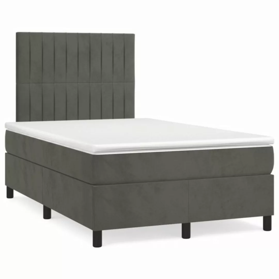 furnicato Bett Boxspringbett mit Matratze Dunkelgrau 120x200 cm Samt günstig online kaufen