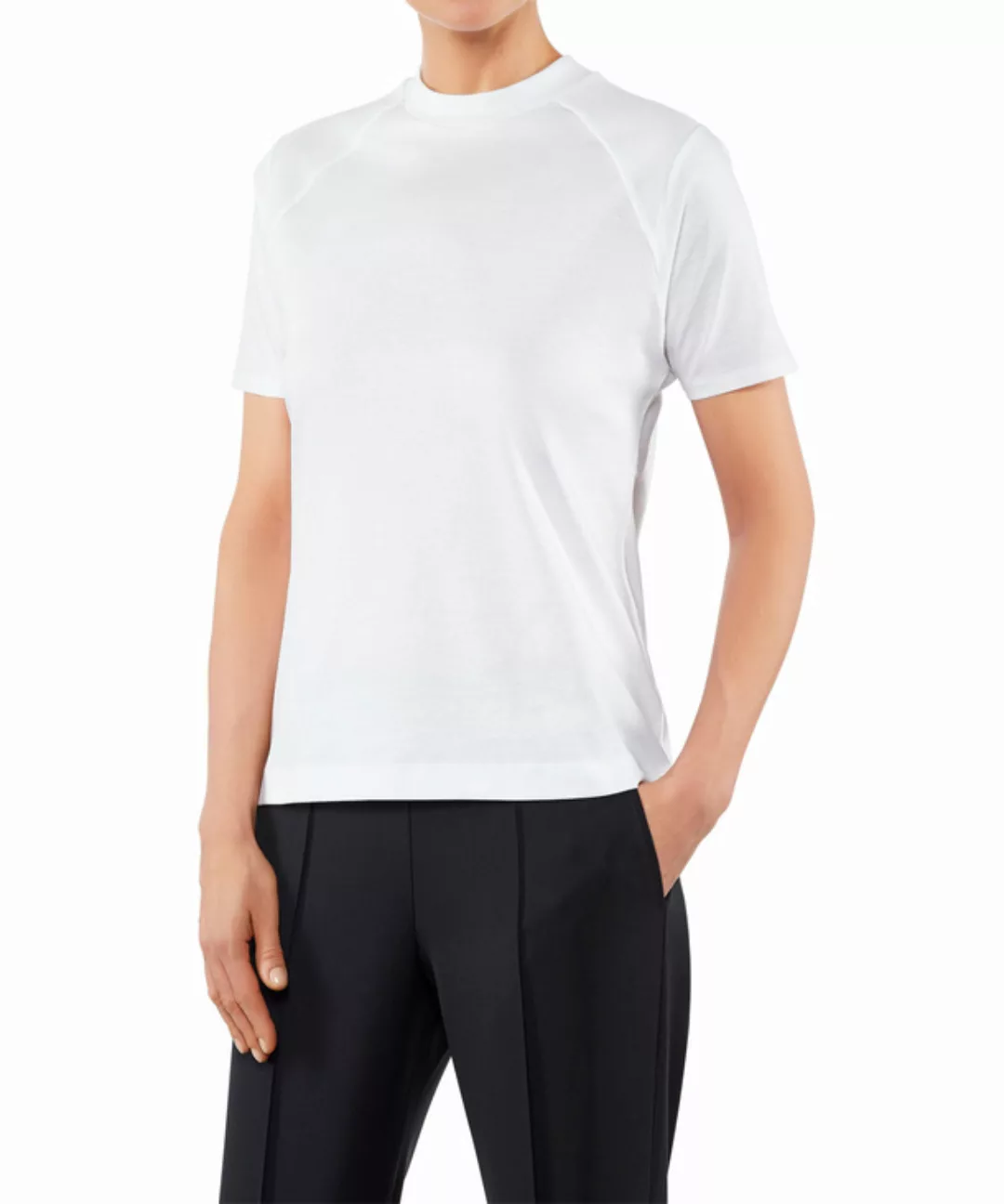 FALKE Damen T-Shirt Rundhals, L, Weiß, Uni, Baumwolle, 66017-200004 günstig online kaufen