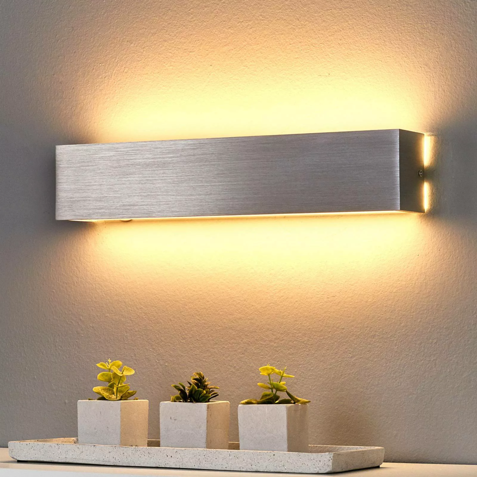 Lindby LED-Wandleuchte Ranik, 40 cm, alufarben, Metall günstig online kaufen