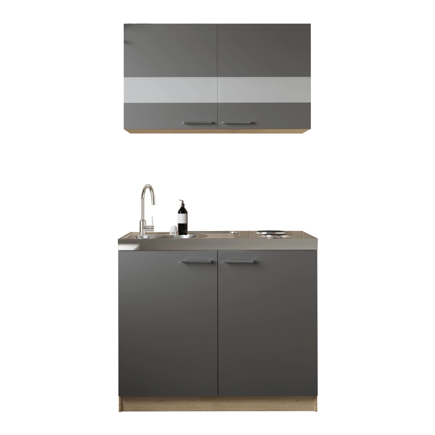 Respekta Küchenmöbel-Set 5 Merle 100 cm Grau günstig online kaufen